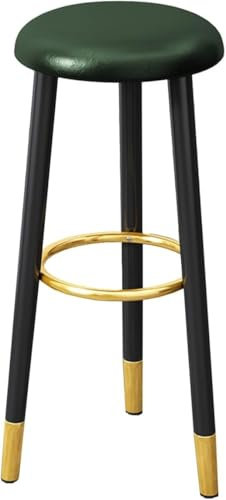 DZYHFCO Barhocker, schwarzes Leder, rund, Thekenhöhe, Stühle mit Fußstütze, moderner rückenfreier Sitz für Esszimmer, (grün, 63 cm)