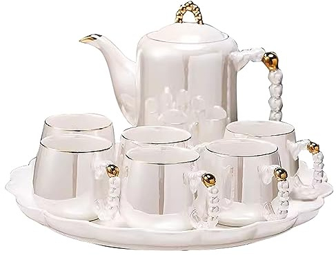 teekanne mit tasse türkische teekanne Europäisches Teeservice, nordische Wasserteekanne aus Keramik für zu Hause(Color:B,Size:)