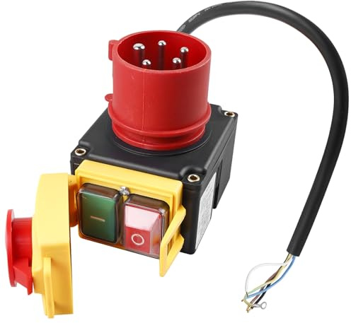 Maschinenschalter Geräteschalter: 3-phasig 400V Notausschalter mit CEE-Stecker, Wasserdicht Elektromagnetischer Schalter, Nullspannungsschalter, Motorschutzschalter, Sicherheitsschalter