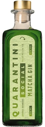 Quarantini Matcha Gin (500 ml) – Premium Gin mit Yuzu, Limette, Bergamotte & Premium Matcha aus Japan – Das perfekte Geschenk – Jede Flasche 1 Jahr Trinkwasserspende