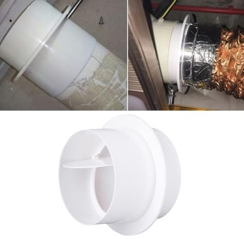 FUANA Clapet anti-retour pour ventilateur de salle de bain et cuisine, amortisseur en PVC pour tuyau rond de 80 mm, 100 mm, 110 mm, 120 mm, 150 mm, 200 mm, blanc