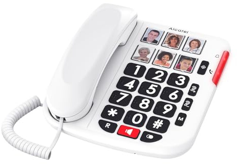 ALCATEL TMAX 10+ Schnurgebundenes Festnetztelefon für Senioren – Große Tasten – Audio Boost – Tasten mit Fotos – Freisprechen – Leuchtanzeige für Anrufe – Lauter Klingelton – Hörgerätekompatibel