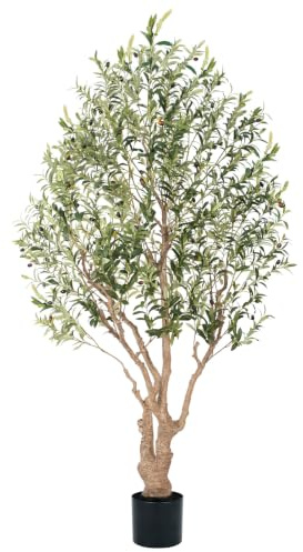 Keeplush Olivo Artificial 214cm:Planta Artificial Grande tamaño con 1513 Hojas realistas y 122 Aceitunas, Ideal para Decorar Tanto Interiores como Exteriores, oficinas y Salones.