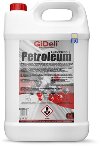 GiDeli Petroleum 5L - Hochreiner Brennstoff für Petroleumlampen, Öllampen, Laternen, Fackeln & Camping - Lampenöl gerucharm - Made in EU