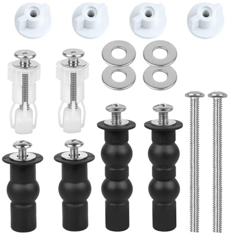 Universelles WC Sitz Befestigungsset mit Edelstahl Scharnieren und Dübel Set für Toilettendeckel Montage von Oben Rutschfeste Toilettensitz Befestigung Ersatzteile für 14-18mm Löcher im Badezimmer