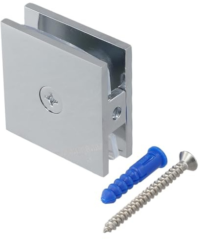 Abrazadera de vidrio de latón para vidrio templado de 8 a 12 mm, abrazadera en U, diseños cuadrados, herrajes resistentes para puerta de ducha para baño, acabado cromado (cromo)