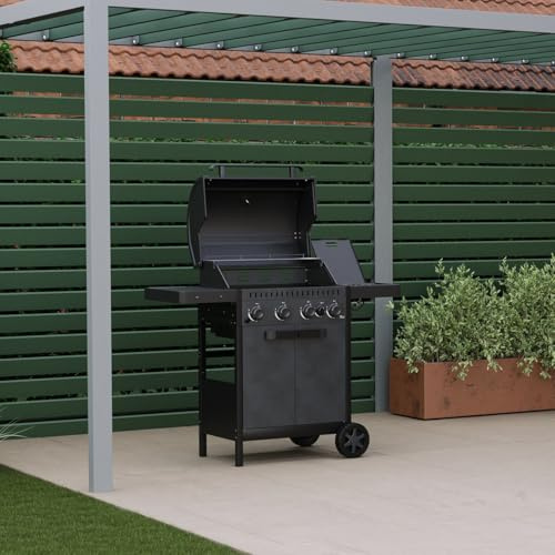 Charles Bentley Ottimo 350 4-Burner Gas BBQ Grill, Ottimo 350/4-Burner | Includes gas regulator and hose. Quick electronic ignition, multi-zone cooking grids, and built-in thermometer.