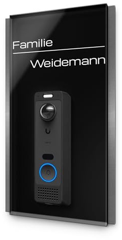 Namensschild aus Edelstahl & Acrylglas - Passend für Ubiquiti UniFi G6 Entry Zubehör - Blende für Video Türklingeln & Smart Home Systeme - Personalisiert & wetterfest (18x32 cm)