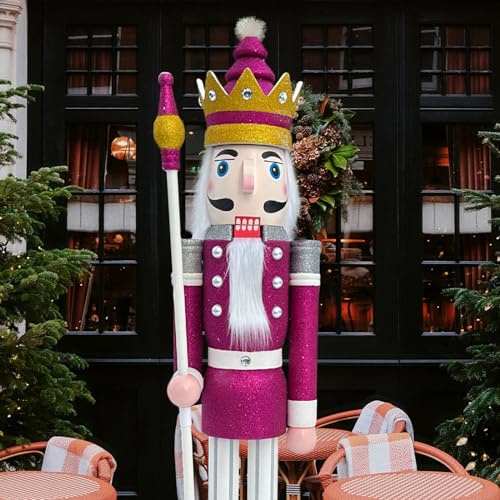 CDL XL/5füße/150cm/5ft/5fuß/150 cm Leben größe große/Riesen Lila Glitter Weihnachten Holz nussknacker König & Soldat Ornament Puppe Schaufenster/Haus Nußknacker Dekoration K32