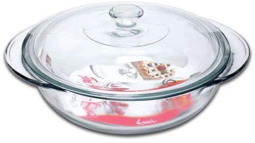 Large Round Glass Ovenware Casserole Dish Pot With Lid Dishwasher Safe
