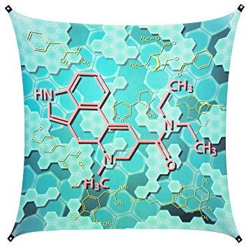 PSYWORK Schwarzlicht Segel Spandex | Goa Formula | 2,25 x 2,25m | UV-aktiv | Leuchtend | Wandtuch Wandbehang Stoff Neon Deko Party Tuch Tapestry Poster PSY