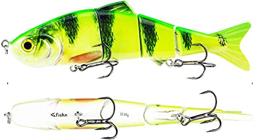 FISHN XXL Hecht Köder Bait Candy, Länge: 20 cm, Gewicht: 83 Gramm, Swimbait Kunstköder/Angelköder/Wobbler zum Angeln auf Raubfische wie Hecht, Zander, Dorsch (Neon Green)