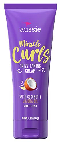 Aussie Miracle Curls Frizz Taming Curl Cream With Coconut & Jojoba 6.8 Oz