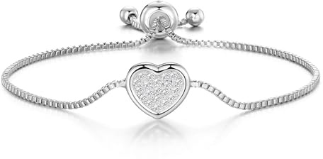Philip Jones Silver Plated Pave Heart Friendship Slider Bracelet Created with Zircondia® Crystals