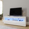 ELEGANT 1200mm Modern High gloss TV Stand Cabinet with Ambient Light for 22-47 Flat Screen 4k TVs/LED Light TV Cabinet with Shelves and Drawers for Living Room Bedroom, White