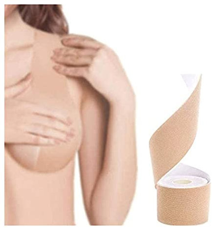Nastro Boob,nastro per il seno,Nastro Reggiseno push-up del seno di sollevamento invisibile reggiseno senza spalline immediato Sticky impermeabile adesivo for A a E coppa del seno-2.5M x 6cm, Brown