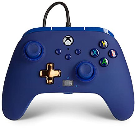 Power A - Mando con Cable, Salida de Audio y Botones programables, de Color Azul Midnight Blue (Xbox One, Xbox Serie X y Windows 10)