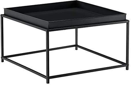 [en.casa] Tabletttisch Lipizza 36cm x 59cm x 59cm Beistelltisch mit abnehmbaren Tablett Wohnzimmertisch Couchtisch Metall Schwarz