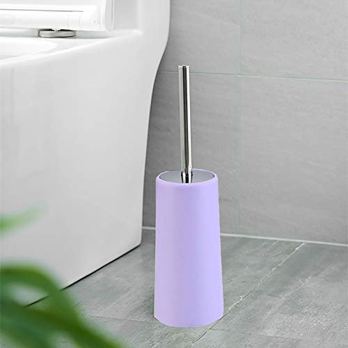 SagaSave Toilet Brush with Holder, Free Standing Toilet Brushes, Closed Hideaway Design Loo Brush, 37cm x10.5cm, Purple