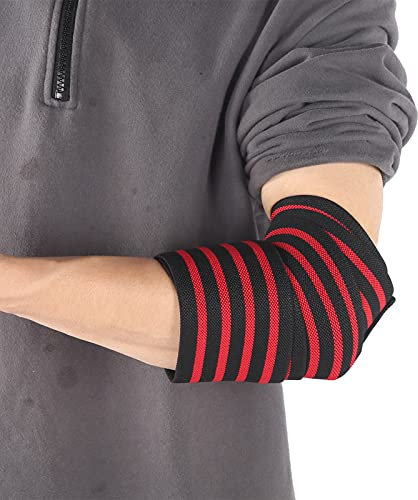 Sport Elbow Brace Sports Bandage Strap Élastique Coude Wrap Coude Support Wrap pour Golf Tennis Haltérophilie(Rayures noires et rouges), équipement De Protection De Sport