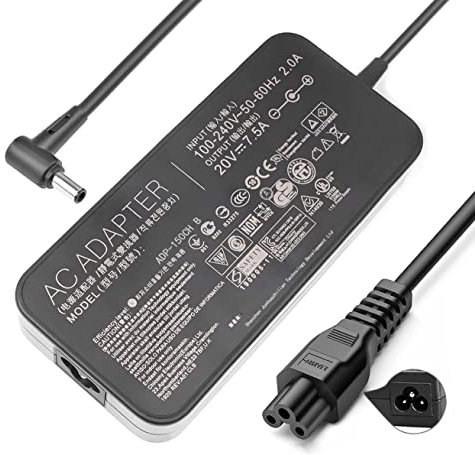 20V 7.5A 150W 6.0X3.7mm AC Charger ADP-150CH B ADP-150CH BB Compatible for Asus TUF FX505D FX505DT FX505DU FX505DY FX505DD FX505G FX505GT FX505GD FX505GE FX505GM FX505