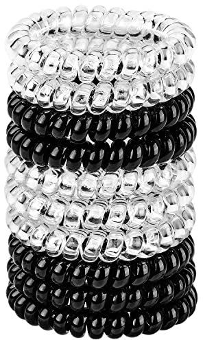 JessLab Spirale Haargummis, 10 Stück Spurlos Telefonkabel Haargummis für Pferdeschwanz, Kunststoffspulen-Haarbänder für Frauen und Mädchen, Farblich Sortiert (#9)