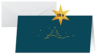 SIGEL DS068 Weihnachts-Karten Set mit Umschlag, DIN lang, 10 Stück Christmas tree, ideal zum Bedrucken, aus nachhaltigem Papier
