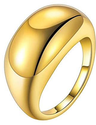 Chunky Dome Statement Ringe Vergoldete Stapelbare Dicke Bandknöchelringe Für Frauen Finger Minimalistischer Schmuck Größe 5 12 Lautsprecher Adapter Ringe (Gold, 8)