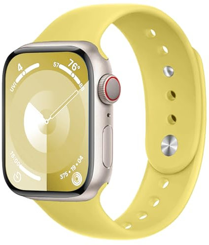 DMVEIMAL para Correa Apple Watch 44mm 40mm 45mm 41mm Series 9/8/7 iWatch se 6 5 4 3 42mm 38mm hombr/Mujer,Bracelet Silicona Deportiva Pulsera Apple Watch Ultra/2 49mm Band Strap Reloj,Amarillo