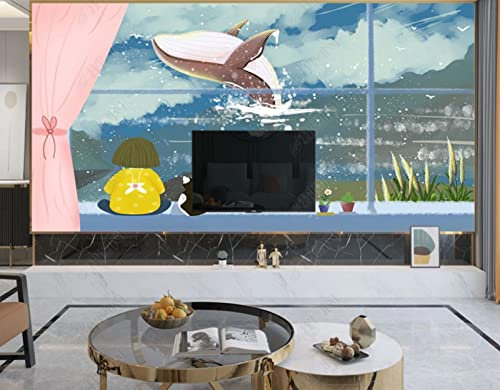 Fototapete 3D Effekt 3D Tapete Kinderzimmer Delfin Ozean Walvlies Wandbild Wanddeko personifizieren
