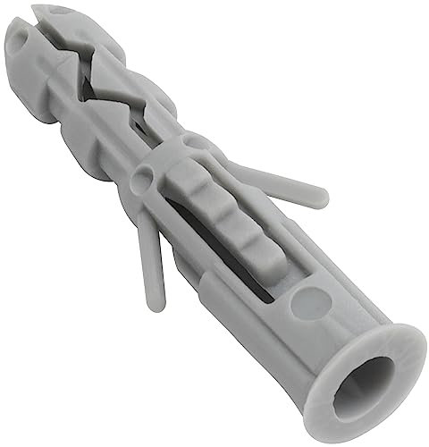 AERZETIX - C67096 - Juego de 100 Tacos clásicos Ø6x30mm con brida - en poliamida - mampostería fijación hormigón ladrillo bloque de cemento trabajo edificio tornillo construcción