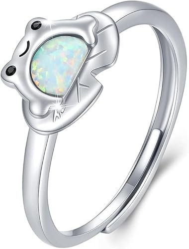 Frosch Schmuck Frosch Ring für Damen,925 Sterling Silber Frosch Kette Süßer Frosch Tier Schmuck Hypoallergene Weihnachts Geschenk für Frauen Herren Mädchen
