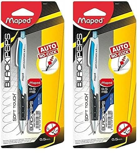 Maped - Crayon mécanique Blackpeps 0,5 mm et graffiti, couleur aléatoire, lot de 2 fournitures de bureau (assorties)