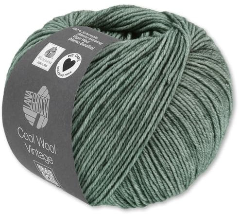 Frida's Wollhaus Lana Grossa 50 g Cool Wool Vintage Merino Wolle Garn Stricken Häkeln viele Farben (7368 | Grüngrau)