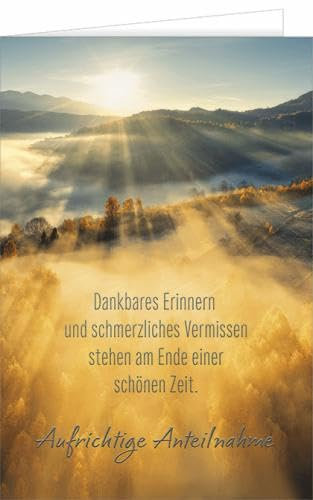 Hanra Grußkarte mit einem Berg, Trauermotiv, einzigartiger Text, Trauer, Trauerkarte, 11,5x17 cm