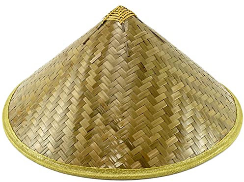 Unletters Chapeau traditionnel chinois oriental pour adulte - Chapeau de pêche en bambou - Costume chinois pour adulte - Chapeau de fermier traditionnel chinois - Costume chinois ancien pour homme,