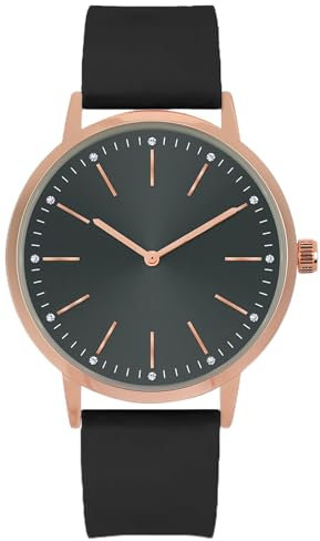 Comtex Damenuhr Schwarz Silikonband Roségold Shell Uhr Kristall Diamant Elegante Damenuhr…
