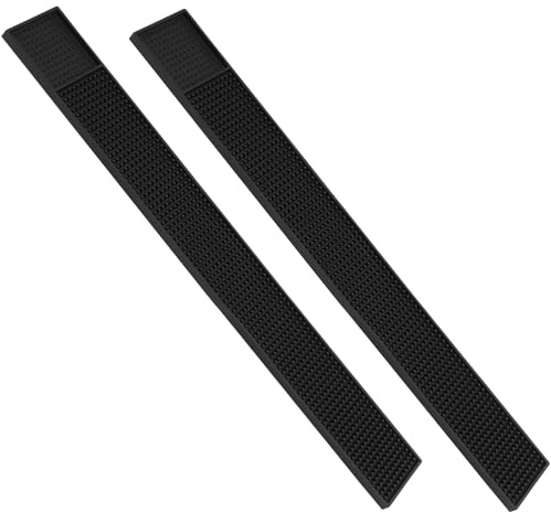 CHUENKUK 2er-Set Abtropfmatte Schwarz, 60 x 8 cm, Schwarze Barmatte Gummi, Gummi-Abtropfmatte für Geschirr für Küche Bar Restaurants