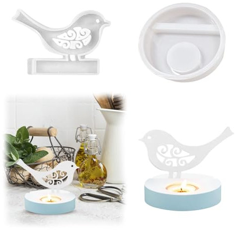 Silikonform Vogel, Niedlich Silikonform Einschieber Silikon Gießform Kerzenhalter, DIY Silikongussform Kerzenhalter Gussform für Stabkerzen und Teelichter