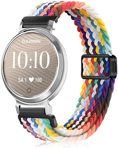 NicMool Strap for Garmin Lily 2 Active/Lily 2, Men Women Nylon Magnetic Braided Adjustable Elastic Watch Bracelet, Adjustable Replacement Band for Garmin Lily 2 Sport/Lily 2 Classic - Rainbow