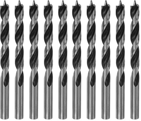 sourcing map 10pcs Brad Point Drill Bits 8.5mm(21/64) Dia Straight Round Shank Drill Metric Brad Point 3.1 Drilling Depth Spiral Twist Drill Bits for Carpenter Woodworking Plastic Rubber