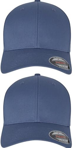 GIDUTEX Flexfit Unisex Wooly Combed Cap 2er Pack inkl. Schlüsselband Baseball Cap Basecap by (DE/NL/SE/PL, Alphanumerisch, L, XL, China Blue)