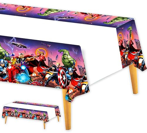 Dekewe 2PCS Aven-ge Birthday Table Cloth, Party Table Cloth, Cartoon Themed Party Tableware, Rectangular Table Cover for Kids Birthday Party Decoration 180x108cm tablecloth