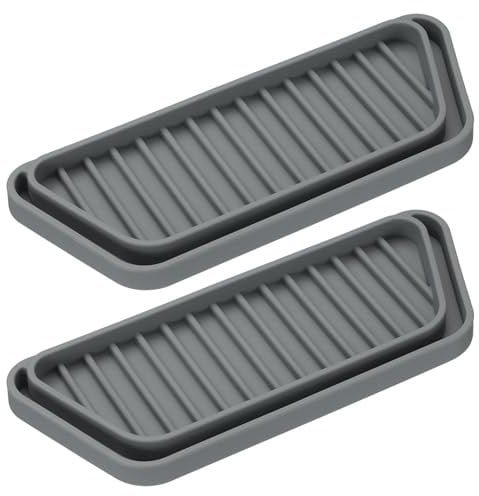 uxcell 2 Pack Refrigerator Drip Catcher, Silicone Mini Fridge Drip Tray, Rectangular Refrigerator Drip Pan Prevents Water Splashes, Water Spots, Grey