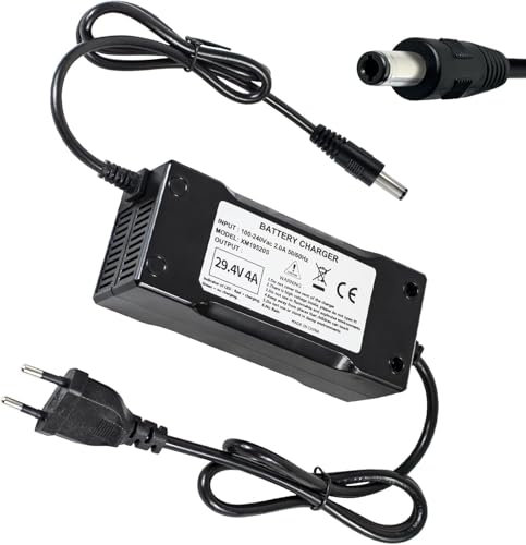 Cargador De Batería De Litio De 24V, Cargador Rápido De Salida De 29,4V 4A para Scooter Eléctrico, Bicicleta Eléctrica, Silla De Ruedas Eléctrica, Conector DC5,5 * 2,1 mm