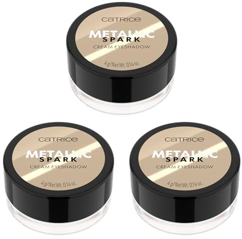 Catrice Metallic Spark Cream Eyeshadow, Lidschatten, Nr. 010, Nude, langanhaltend, Expressergebnis, hochpigmentiert, vegan, ohne Mikroplastikpartikel, Nanopartikel frei, ohne Parfüm, 3er Pack (3x4g)