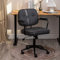 Ergonomischer Computer-Relaxsessel, höhenverstellbar, Retro-Gästesessel mit Schaukelfunktion, PU-Leder, Home-Office, mittelhohe Rückenlehne, Konferenz-Drehstuhl mit Armlehne, Stoff grün 56x56x82-9