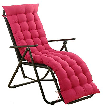 Coussin de chaise longue rose 163 x 48 cm épais rembourré avec 6 attaches pour chaise longue confortable et doux pour chaise longue d'extérieur