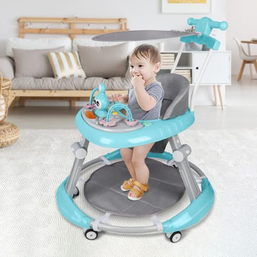 OHMG 3-in-1 Lauflernhilfe für Baby, mitwachsend, Universalrad, höhen- und zusammenklappbar, für 6-18 Monate, Jumperoo