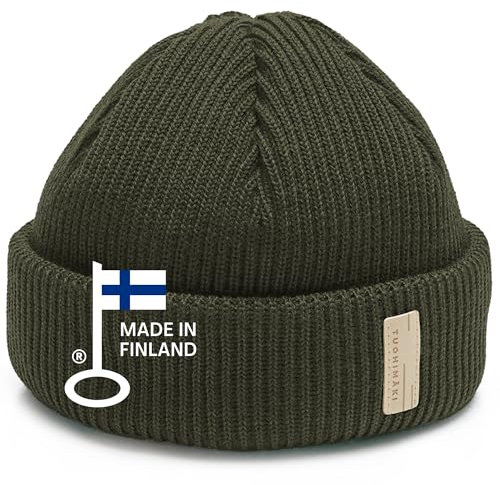 TUOHIMÄKI Trawler Beanie Grün Herren Damen - One Size, 100% Merino Wool - Fischer Mütze Merinowolle Winter - Docker Mütze Made in Finland - Warme Outdoor Wollmütze